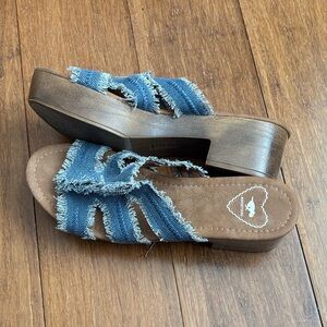 Boho Denim Frayed Sandals
